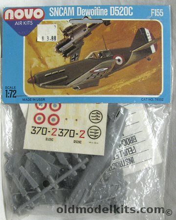 Novo 1/72 SNCAM Dewoitine D520C - Italian or French Air Forces - (D-520 ex-Frog) - Bagged, F155 plastic model kit